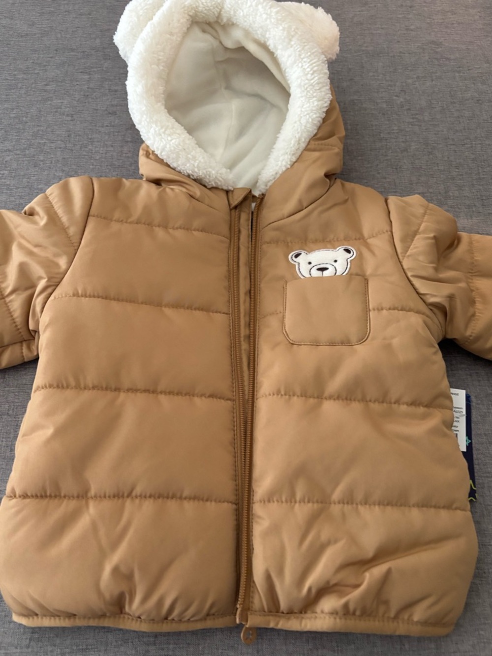 Wippette Cream and Tan Sherpa-Lined Baby Jacket 18 MO
